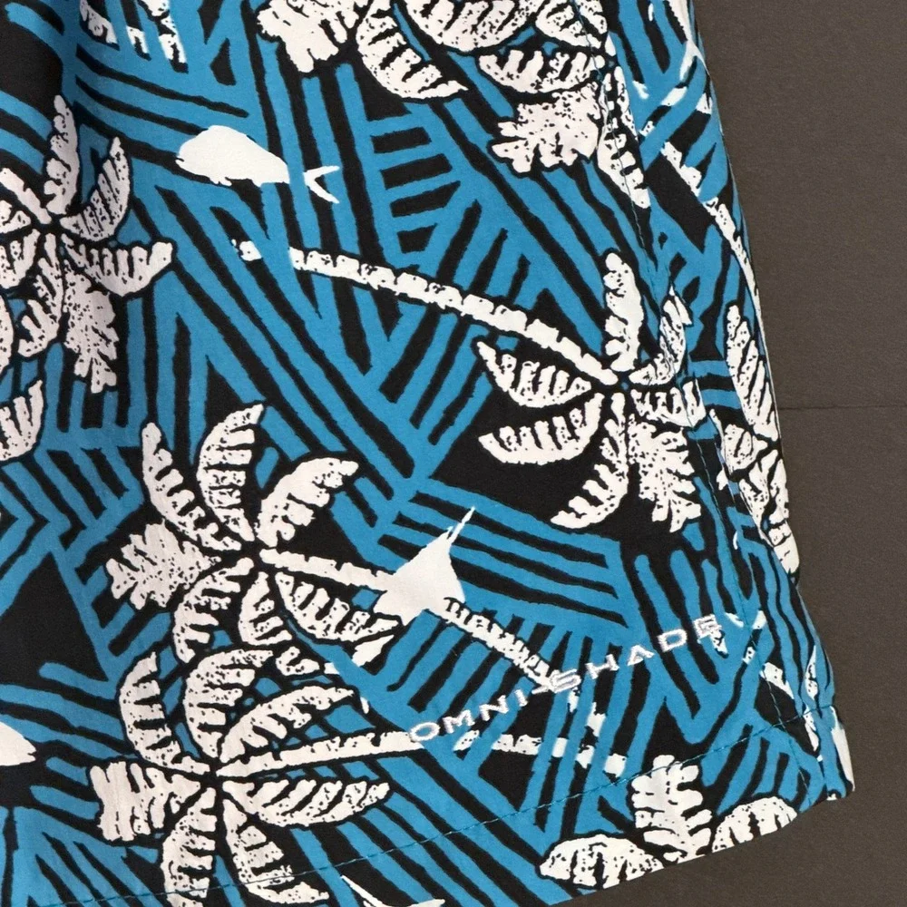 Columbia PFG Men's XL Blue Tropical Palm Fish Print Omni-Shade Fishing Shorts 40